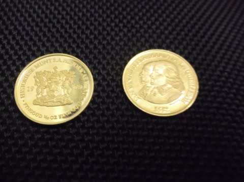 GOLD 1/10 OZ SOUTH AFRICA VAN RIEBEECK COINS / SA HISTORICAL MINT X 2 COINS